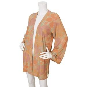 P2F Power 2 the Flower Metallic Swim Coverup Shirt Floral Print Boho NWT Large